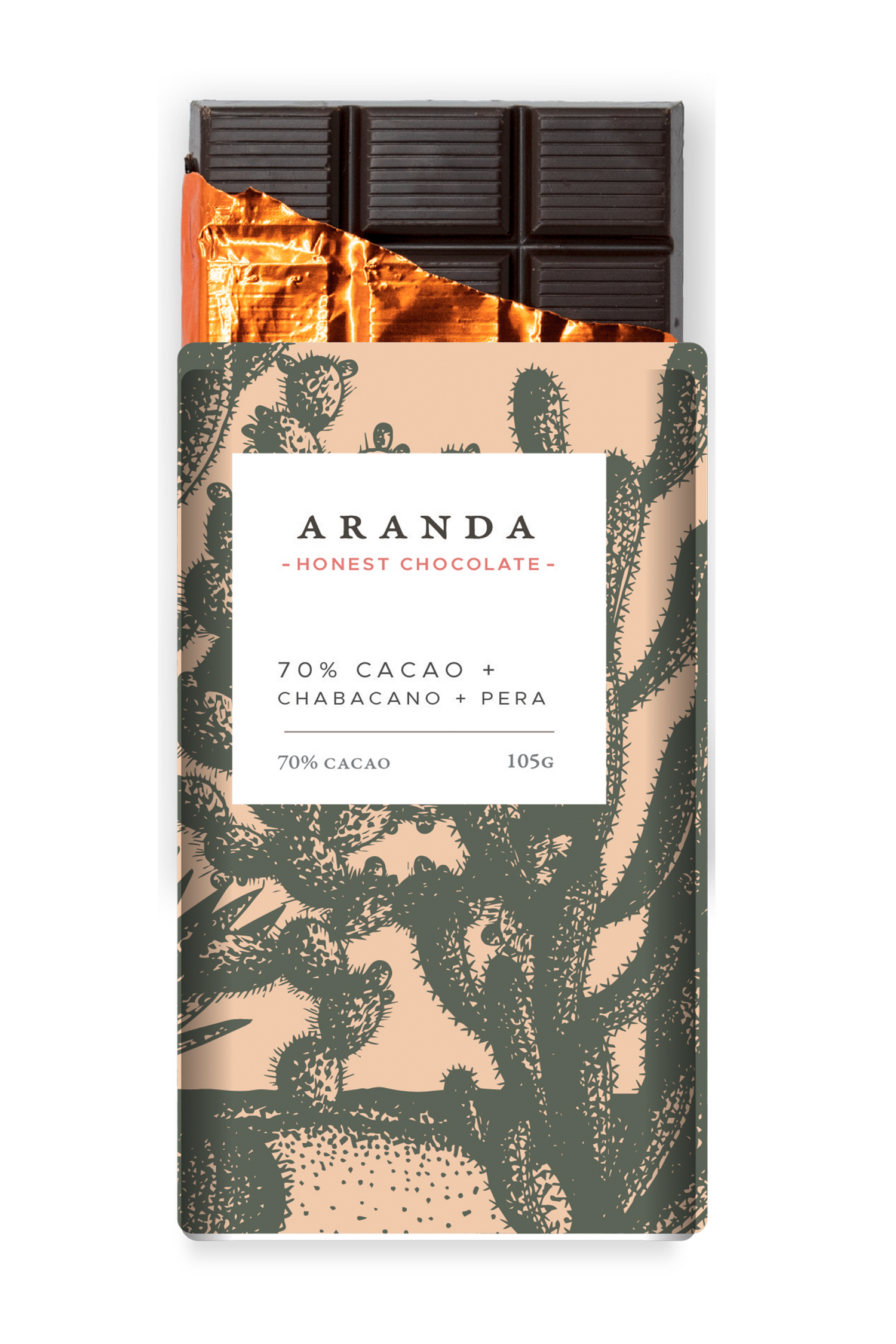 70% Chocolate Cacao con Chabacano y Pera - Aranda honest chocolate